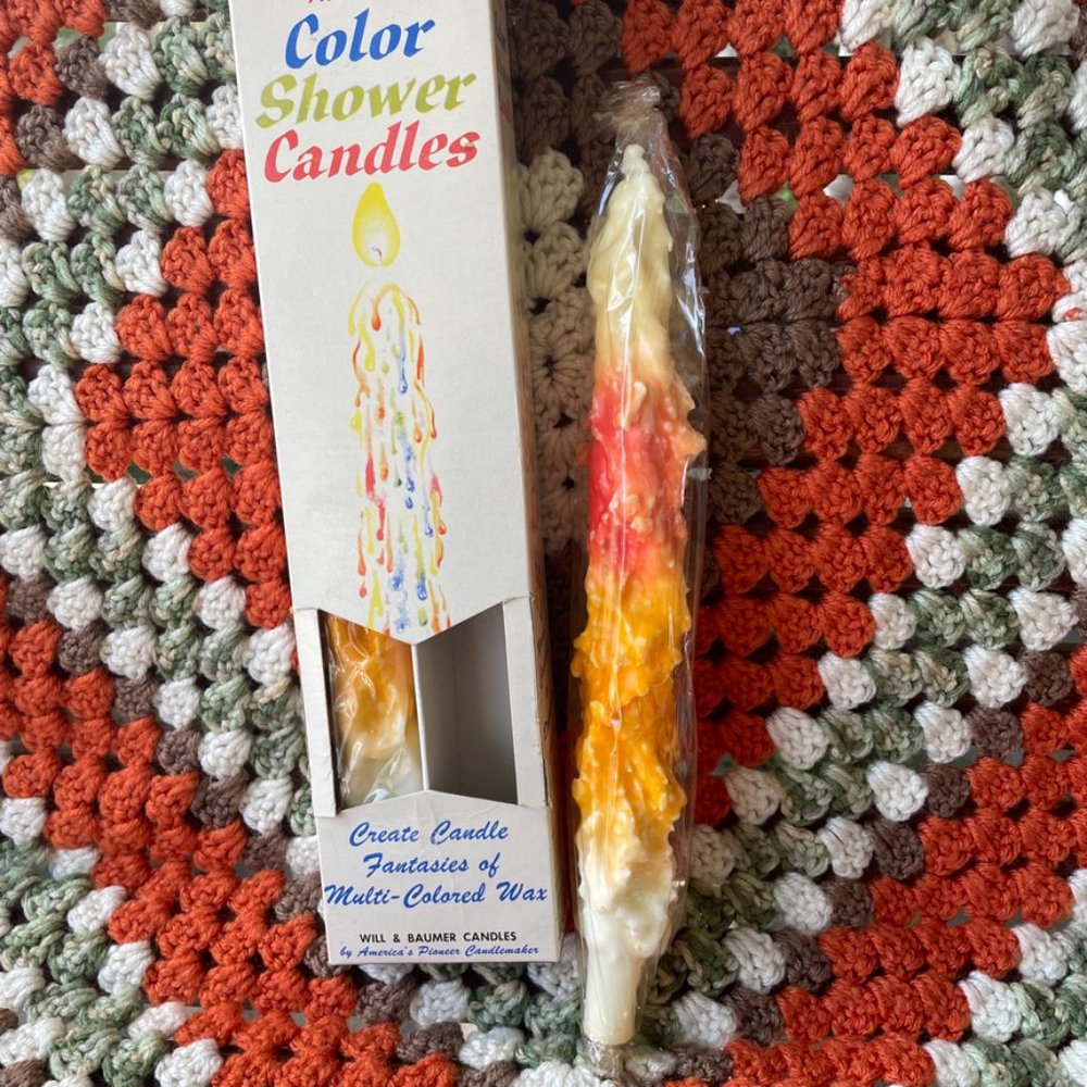 RARE VTG rainbow shower drip candles, sexy retro date night mood!